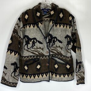 Natural Impressions Western Horse Tapestry Jacket Size Large